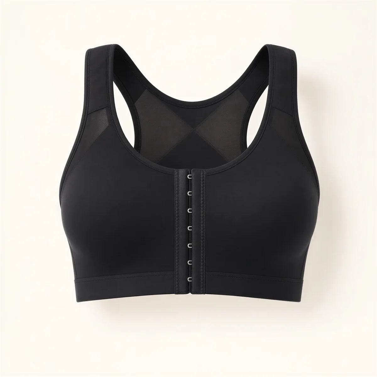 The wireless bra in black, front view