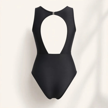 The Smooth One-Piece, back view with the open back