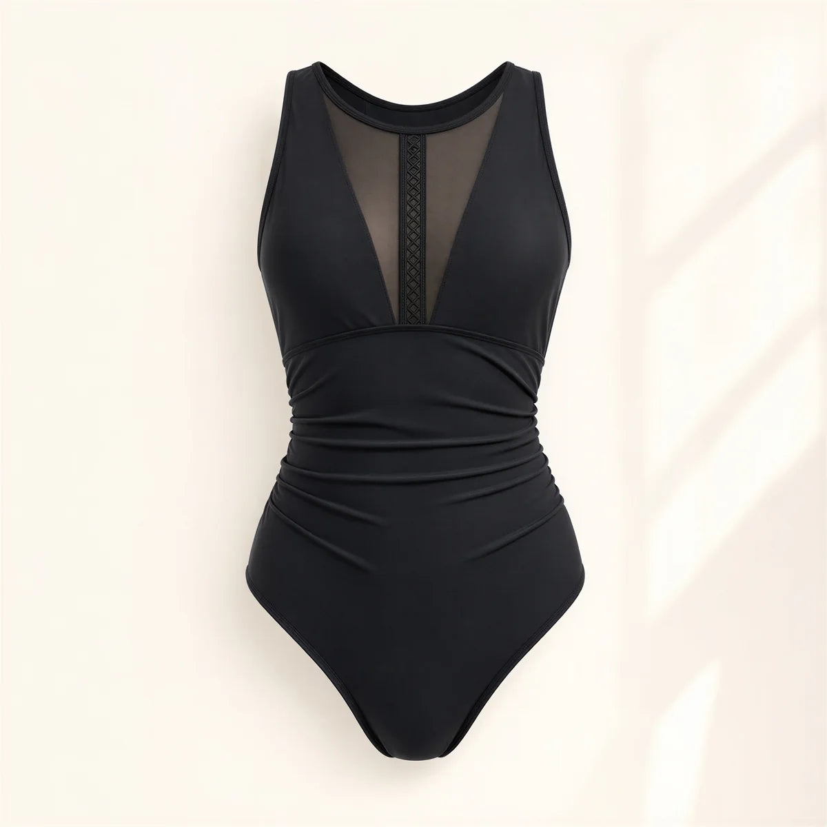 The Smooth One-Piece in black, front view